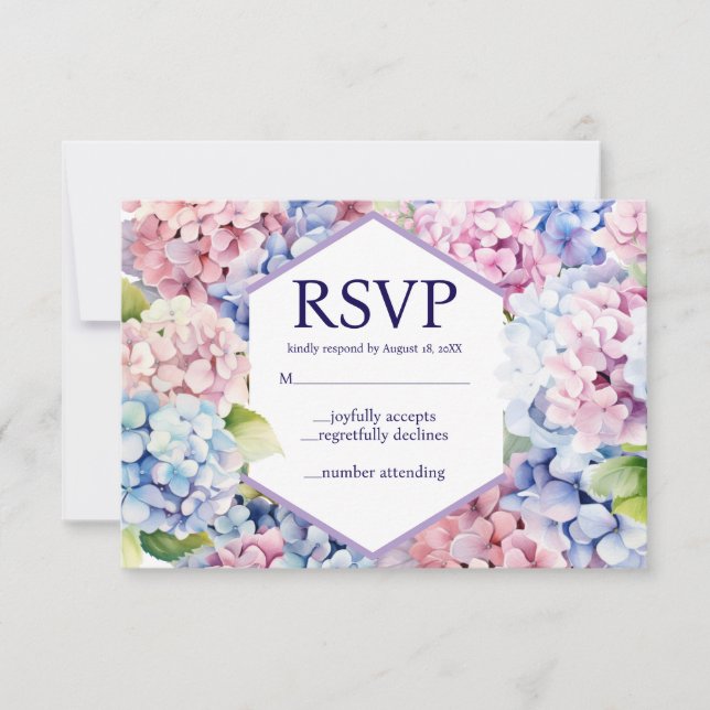 Hydrangeas Spring Flowers RSVP Cards (Front)