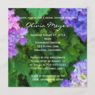 Hydrangeas Watercolor Bridal Shower Invitation