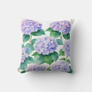 Hydrangeas Watercolor Floral Art Cushion