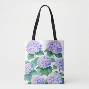 Hydrangeas Watercolor Floral Art Tote Bag