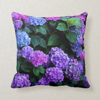 Hydrangeas Watercolor Purple Cushion