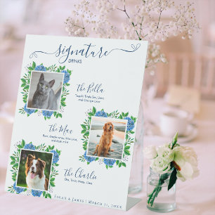 Hydrangeas Wedding 3 Photo Pet Signature Drink Pedestal Sign