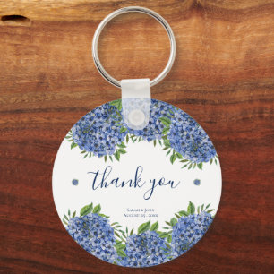 Hydrangeas Wedding Date Keychains for Guests 