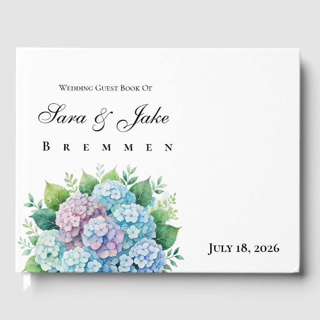 Hydrangeas Wedding Guest Book (Front)