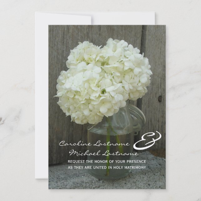 Hydranges & Barnwood Wedding Invite (Front)