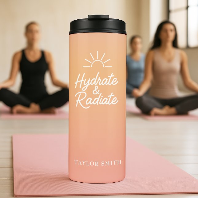 Hydrate and Radiate Custom Blush Pink Thermal Tumbler (Personalize this chic blush pink design with your name—stay stylish and hydrated every day)