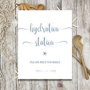 Hydration Station Blue Ocean Send Off wedding Pedestal Sign
