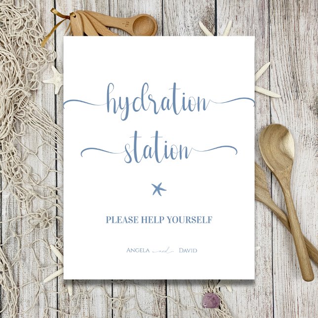 Hydration Station Blue Ocean Send Off wedding Pedestal Sign (Creator Uploaded)