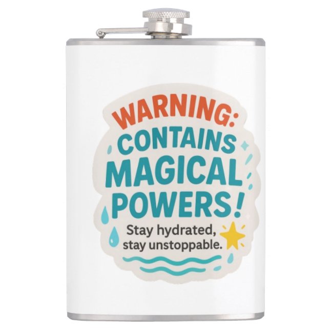 Hydration Warning Sticker Hip Flask (Front)