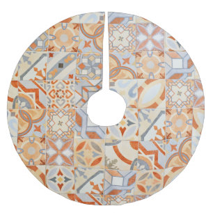 Hydraulic cement tiles: mosaic trend. brushed polyester tree skirt