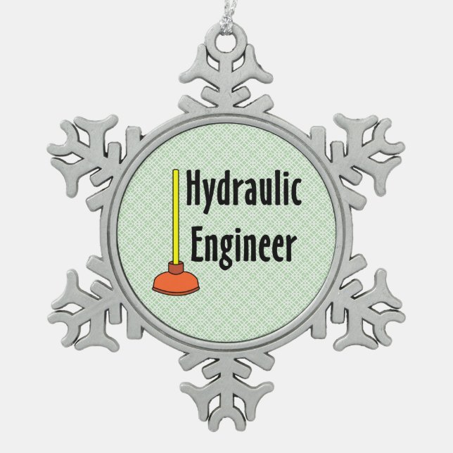 Hydraulic Engineer Toilet Plunger Snowflake Pewter Christmas Ornament (Front)