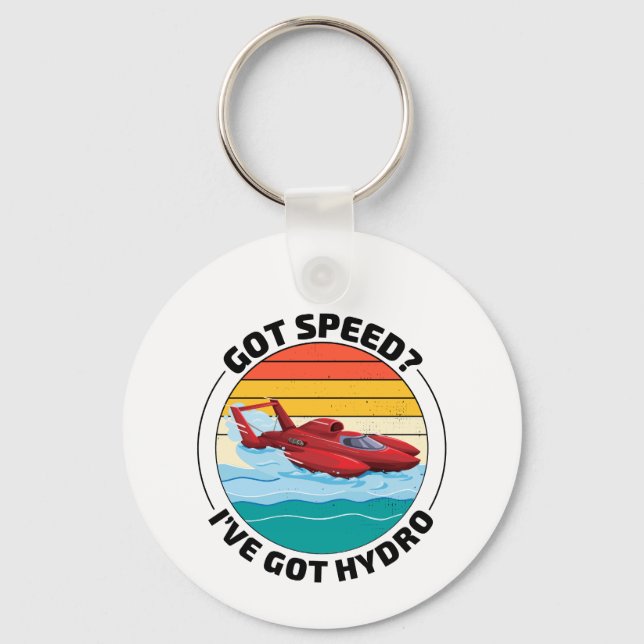 Hydro-Speed Racing: Thrilling Hydroplane Humour Key Ring (Front)
