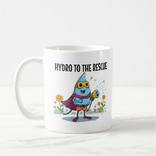 Hydro to the Rescue Funny Water Hero Sticker Tri-B Coffee Mug