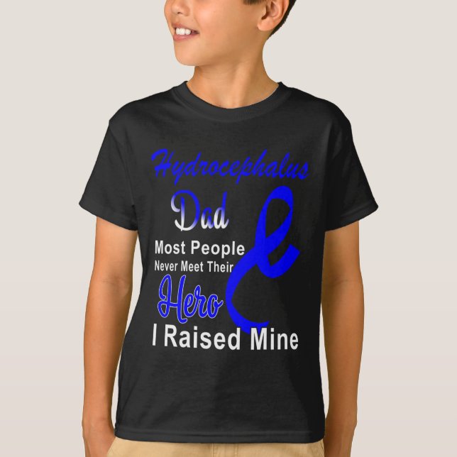Hydrocephalus Awareness Dad Blue Ribbon Father Sup T-Shirt (Front)