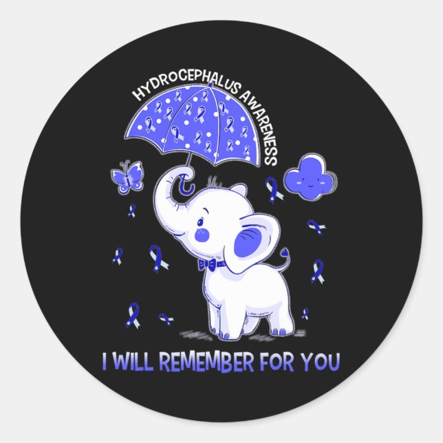 Hydrocephalus Awareness Elephant  Classic Round Sticker (Front)