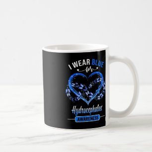 Hydrocephalus Awareness I Wear Blue Butterfly Hear Coffee Mug