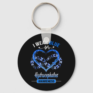 Hydrocephalus Awareness I Wear Blue Butterfly Hear Key Ring