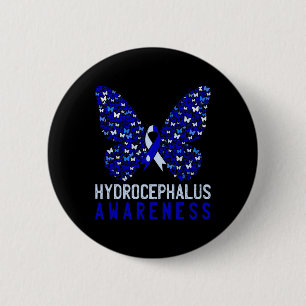 Hydrocephalus Awareness Month Blue Ribbon Support 6 Cm Round Badge