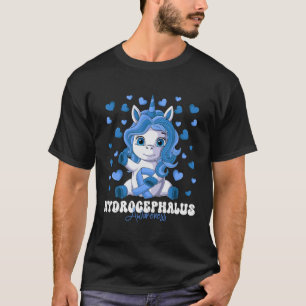Hydrocephalus Awareness Month Blue Ribbon Unicorn T-Shirt