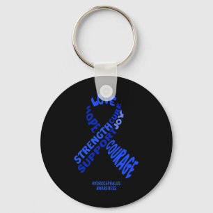 Hydrocephalus Awareness Ribbon With Words  Key Ring
