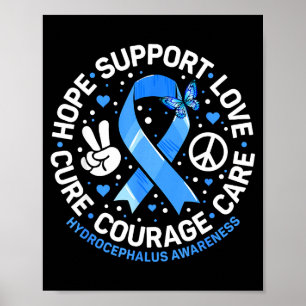 Hydrocephalus Support Blue Ribbon Awareness Design Poster