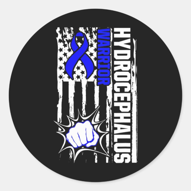 Hydrocephalus Survivor Inspiring Awareness Warrior Classic Round Sticker (Front)
