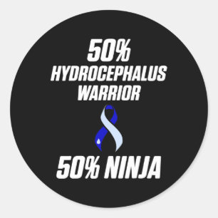 Hydrocephalus Survivor Ninja Awareness Warrior Classic Round Sticker