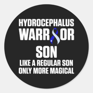 Hydrocephalus Survivor Son Awareness Warrior 4 Classic Round Sticker