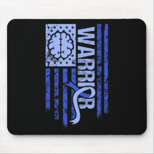 Hydrocephalus Warrior Flag Blue Ribbon Awareness M Mouse Pad
