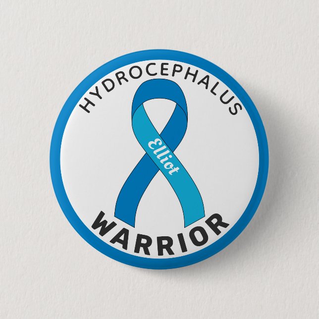 Hydrocephalus Warrior Ribbon White Button (Front)