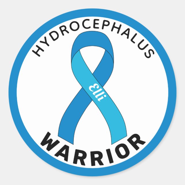 Hydrocephalus Warrior Ribbon White Round Sticker (Front)