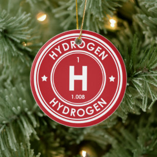 Hydrogen Element Red Ceramic Ornament