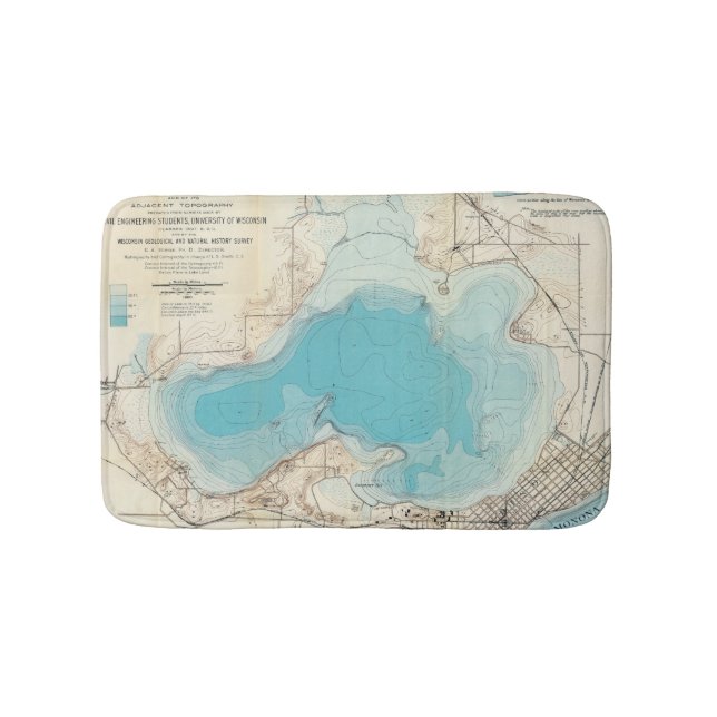 Hydrographic map Lake Mendota Bath Mat (Front)