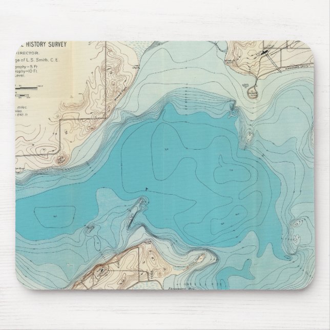 Hydrographic map Lake Mendota Mouse Pad (Front)