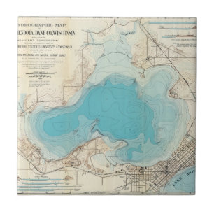 Hydrographic map Lake Mendota Tile