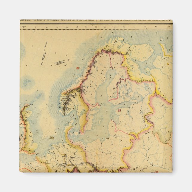Hydrographic map of Europe Magnet (Front)