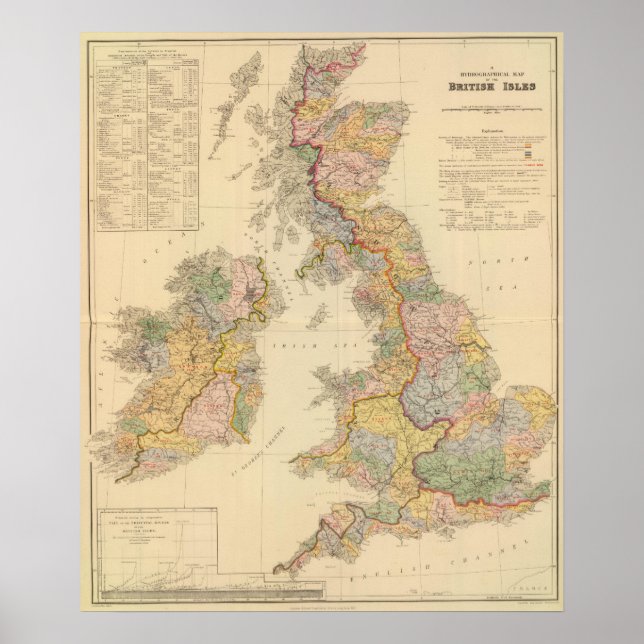 Hydrographical map, British Isles Poster (Front)