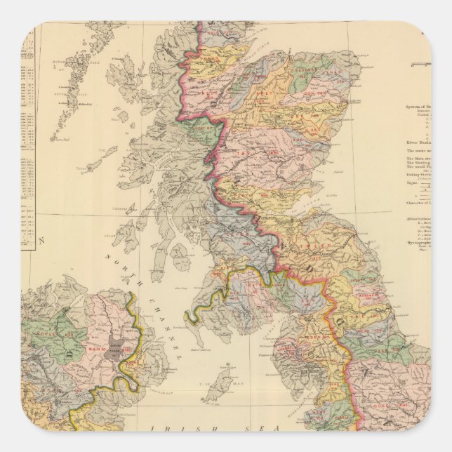Hydrographical map, British Isles Square Sticker (Front)