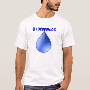 Hydroponics, blue text, blue water drop T-Shirt