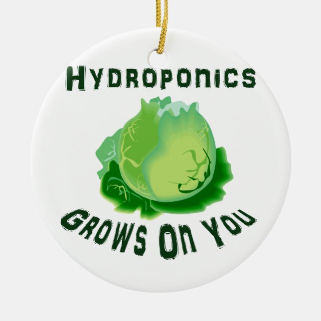 Hydroponics Grows On You Lettuce Ceramic Tree Decoration (Front)