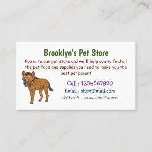 Hyena and flowers cartoon illustration business card