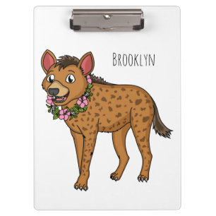 Hyena and flowers cartoon illustration clipboard