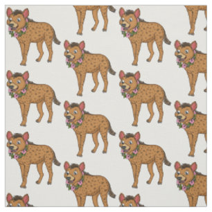 Hyena and flowers cartoon illustration fabric