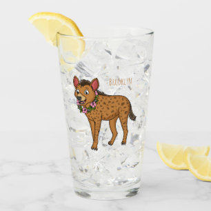 Hyena and flowers cartoon illustration glass