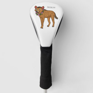 Hyena and flowers cartoon illustration golf head cover