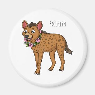 Hyena and flowers cartoon illustration magnet