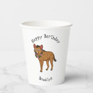 Hyena and flowers cartoon illustration paper cups