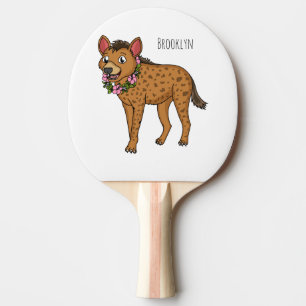 Hyena and flowers cartoon illustration ping pong paddle