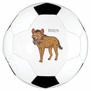 Hyena and flowers cartoon illustration soccer ball