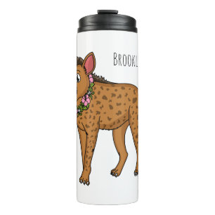 Hyena and flowers cartoon illustration thermal tumbler